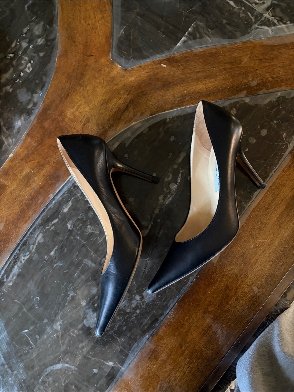 Jimmy Choo Black Pointed Leather Stiletto Pumps